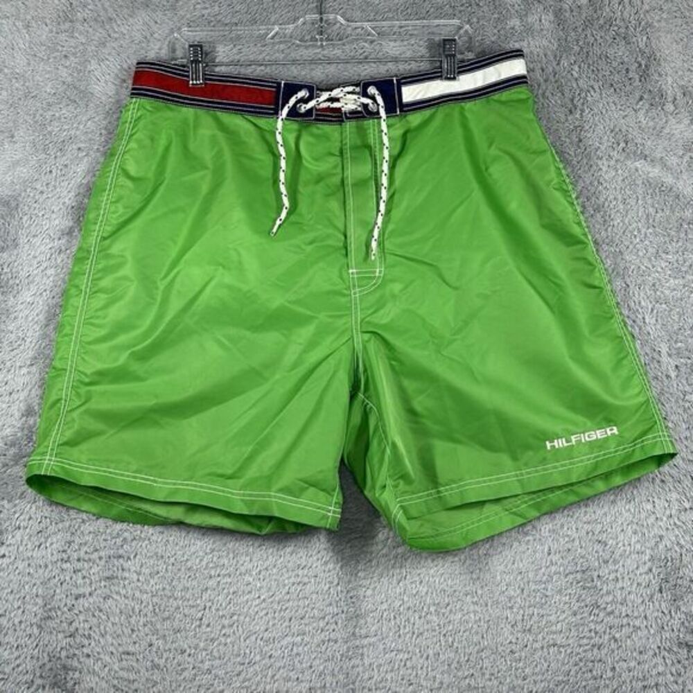 Vintage Tommy Hilfiger Swim Trunks Mens Adult XL Green Board Shorts Bathing Suit